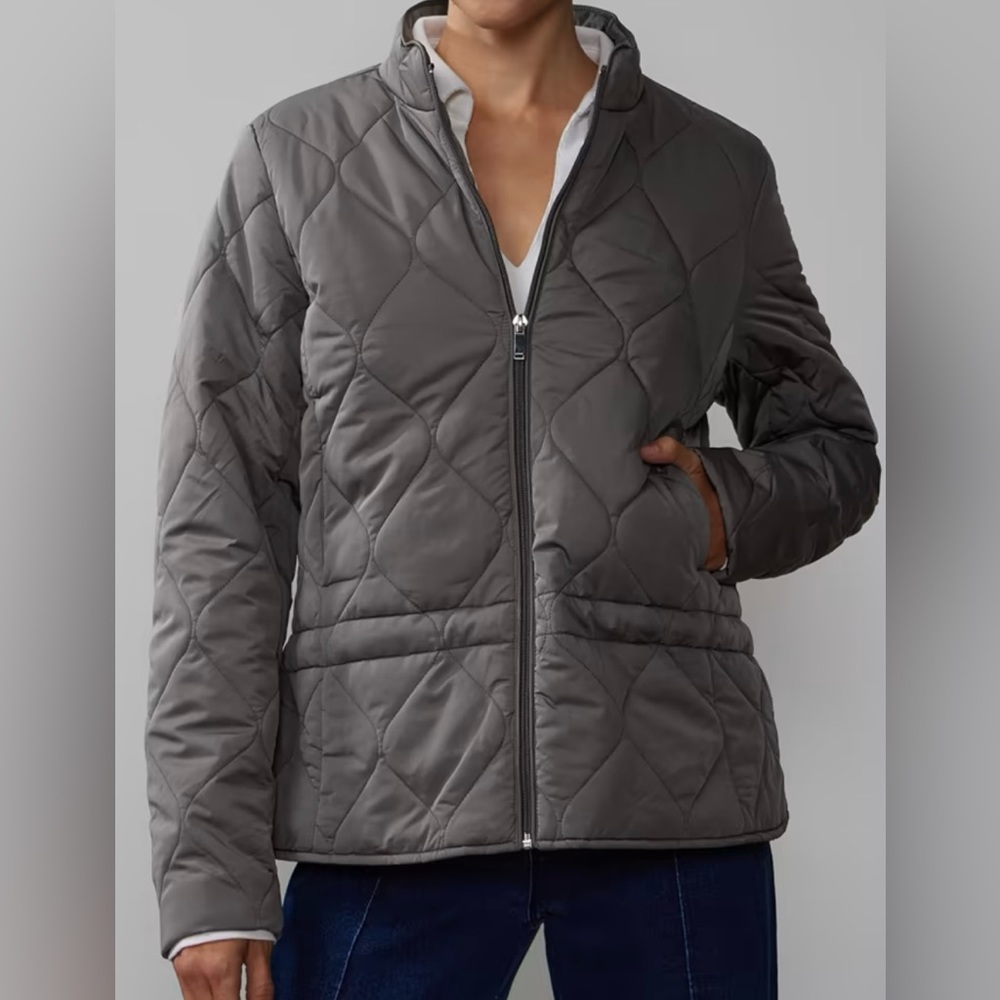 Quilted Peplum Jacket - 1 Gray & 1 Blue-Royal Blue